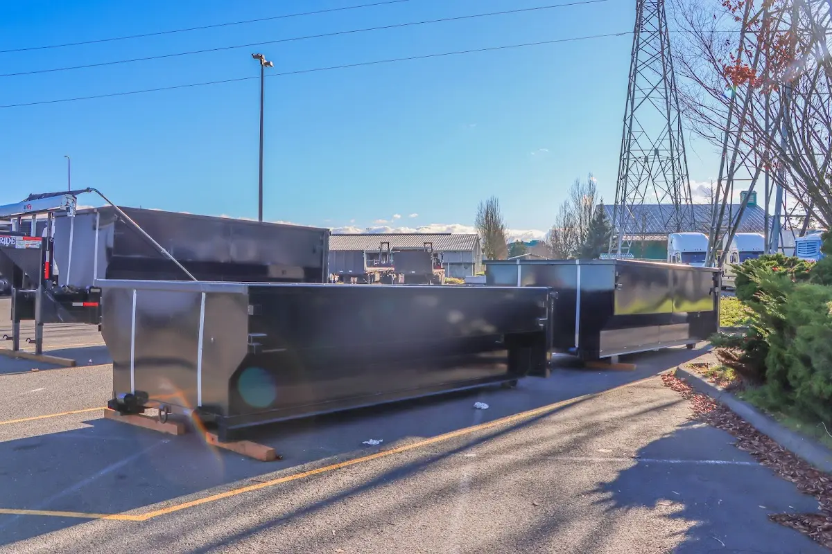 Roll-off dumpster ready for waste disposal at job site for Construction Dumpster Rental in Willowbrook